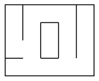 Imperfect maze with an island